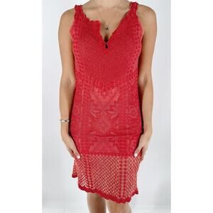 NWT Yoana Baraschi Coral Floral Lace Boho Summer Dress Size XS
